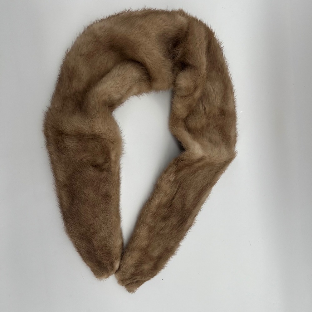 Vintage Honey Brown Mink Fur Stole Collar Wrap Luxury Evening Wear 42 Inch - Picture 2 of 5